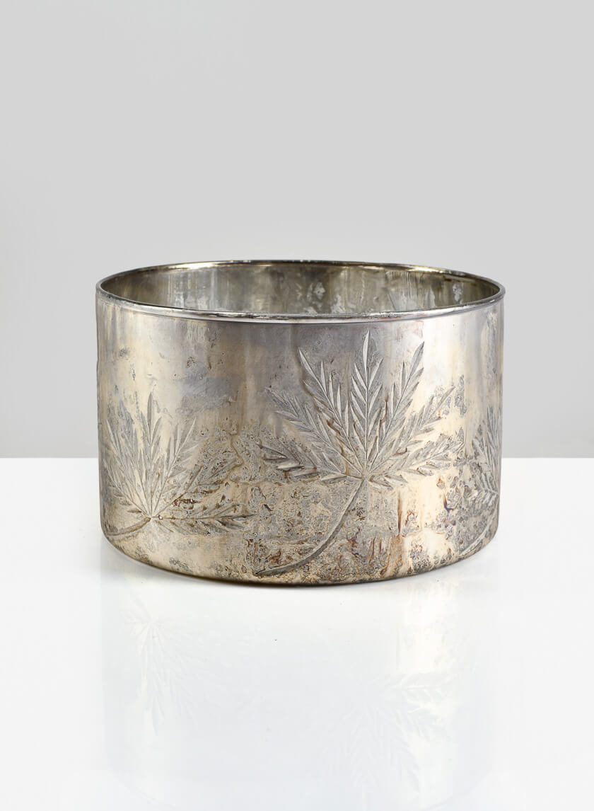 7in Wide Cairo Vintage Glass Silver Low Bowl Decor Jamaligarden