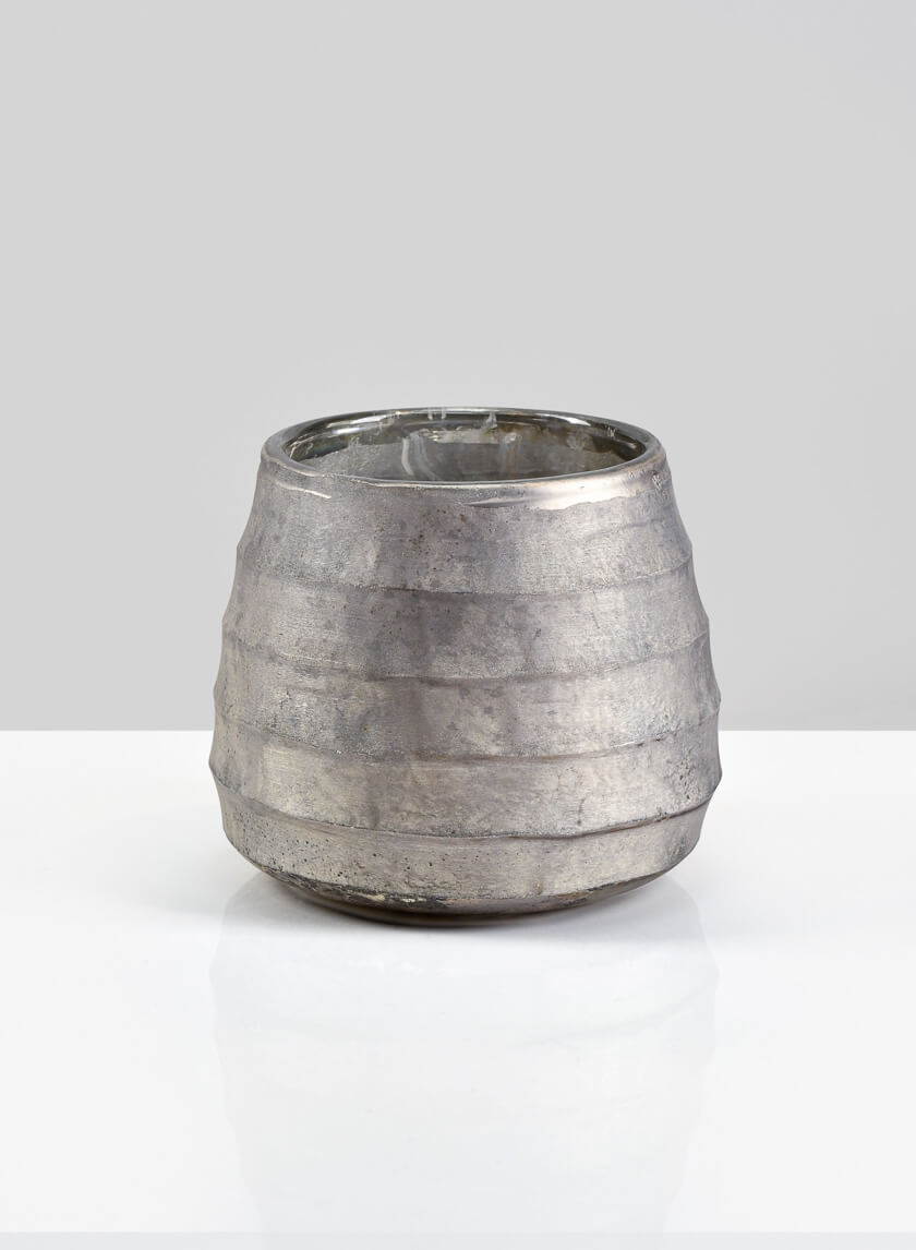 4.5in Tall Cairo Aged Silver Glass Pot Decor Jamaligarden