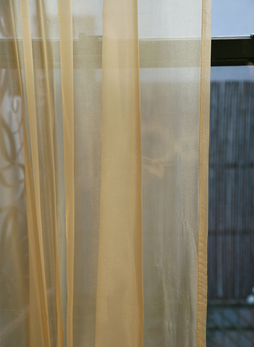 90in &amp; 102in Champagne Organza Curtain Panels Decor Jamaligarden