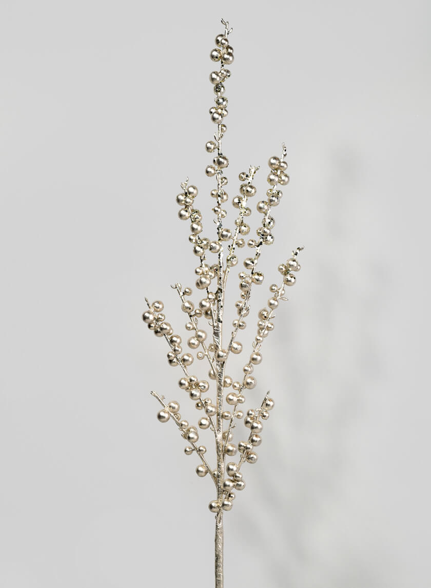 35in Long Shiny Champagne Berry Spray Decor Jamaligarden
