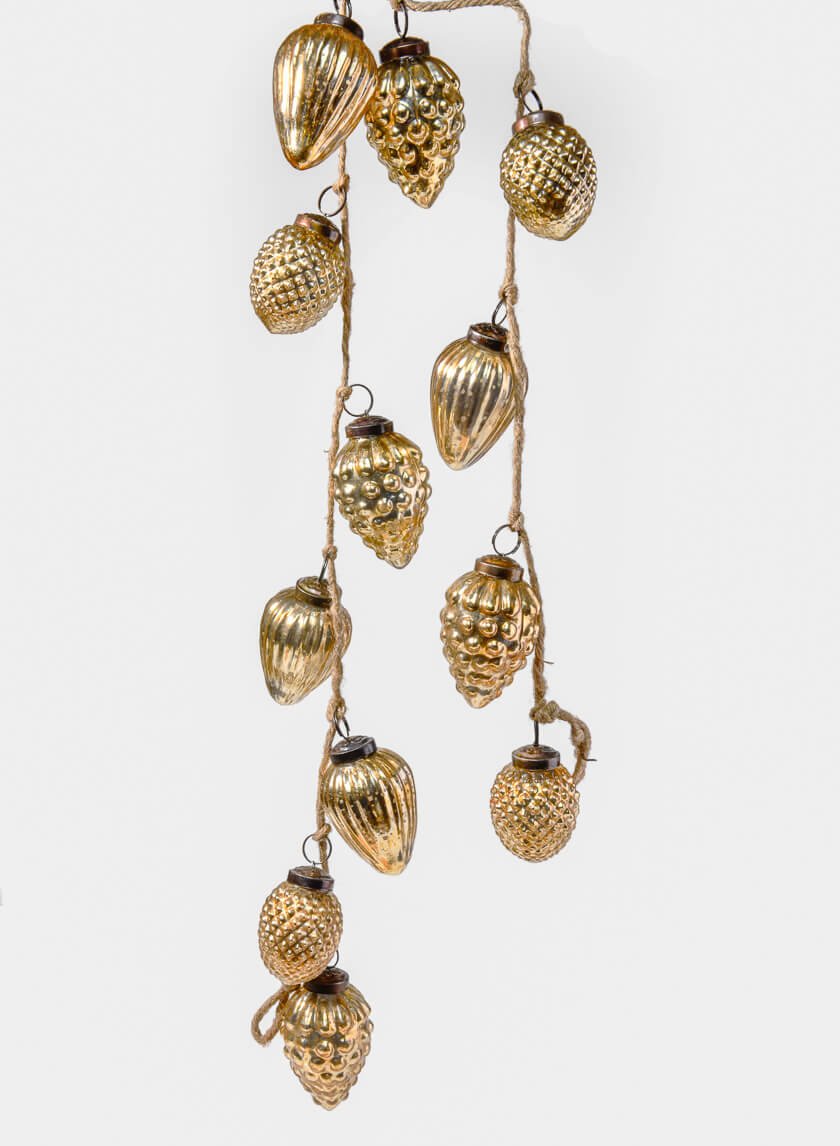 43in Long Gold Glass Pine Cone Garland Decor Jamaligarden
