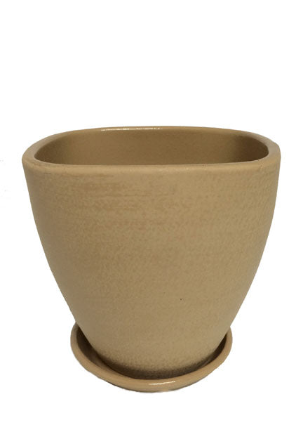 7in - 13in Classic Brown Squared Pot with Saucer Decor Jamaligarden