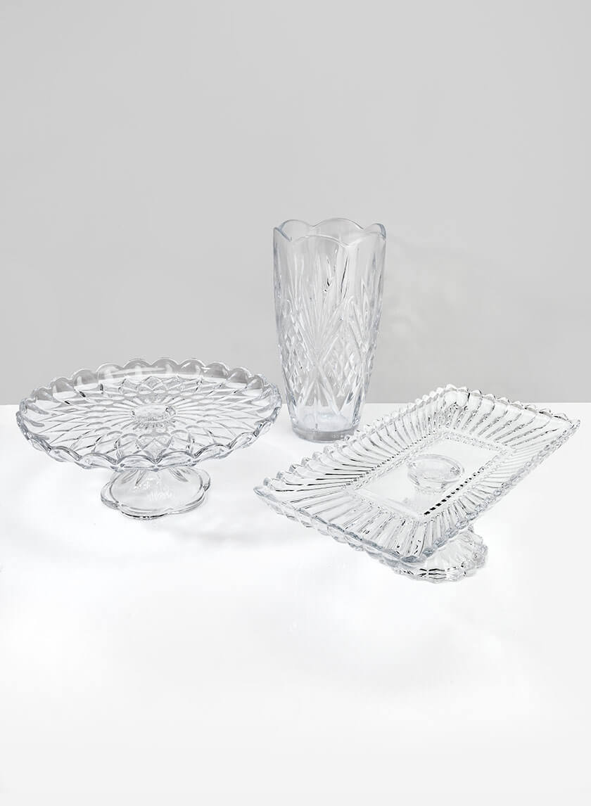 11.75in Wide Festonne Glass Cake Stand Decor Jamaligarden