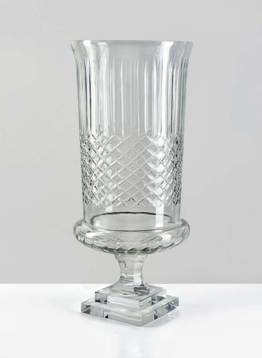 16.5in Tall Cutwork Glass Urn Decor Jamaligarden
