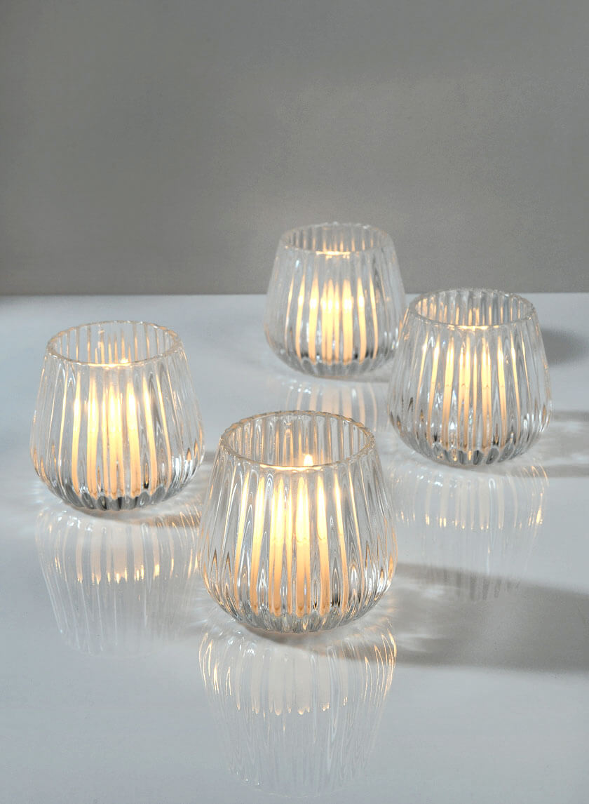 3in Tall Clear Onion Optic Glass Candleholder Decor Jamaligarden