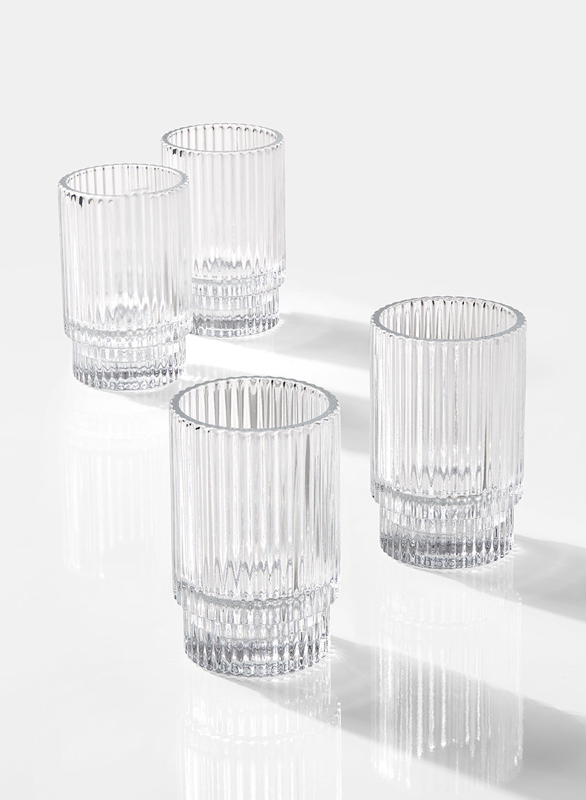3.75in Tall Pleated Glass Votive Holder, Set of 4 Decor Jamaligarden