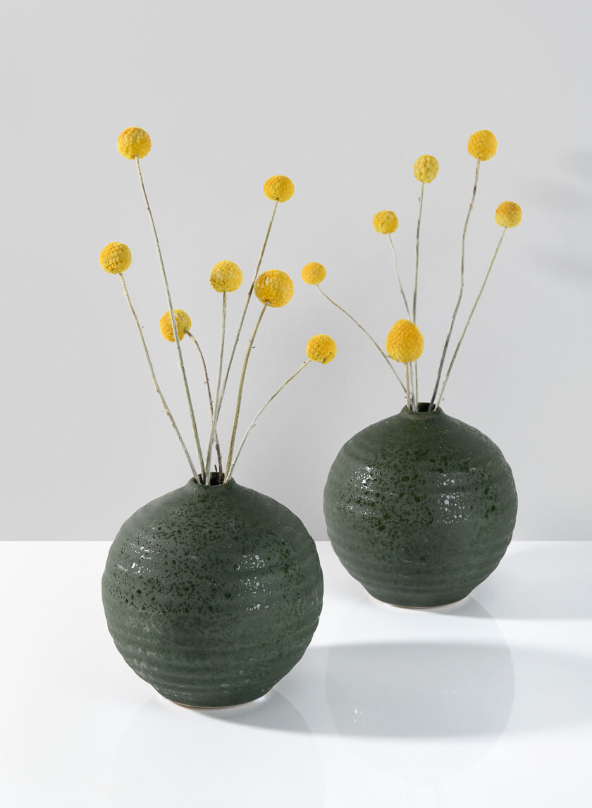 5in Wide Acapulco Green Sandstone Ball Vase Decor Jamaligarden