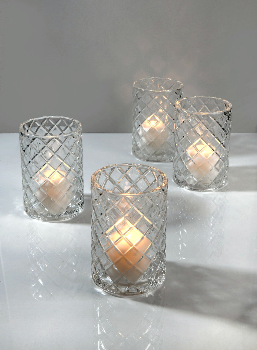 4.75in Tall Etched Glass Votive Holder Decor Jamaligarden
