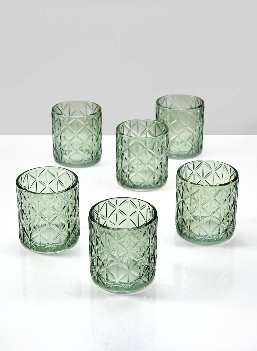 3.25in Tall Mexican Green Glass Tea Light Holder Decor Jamaligarden