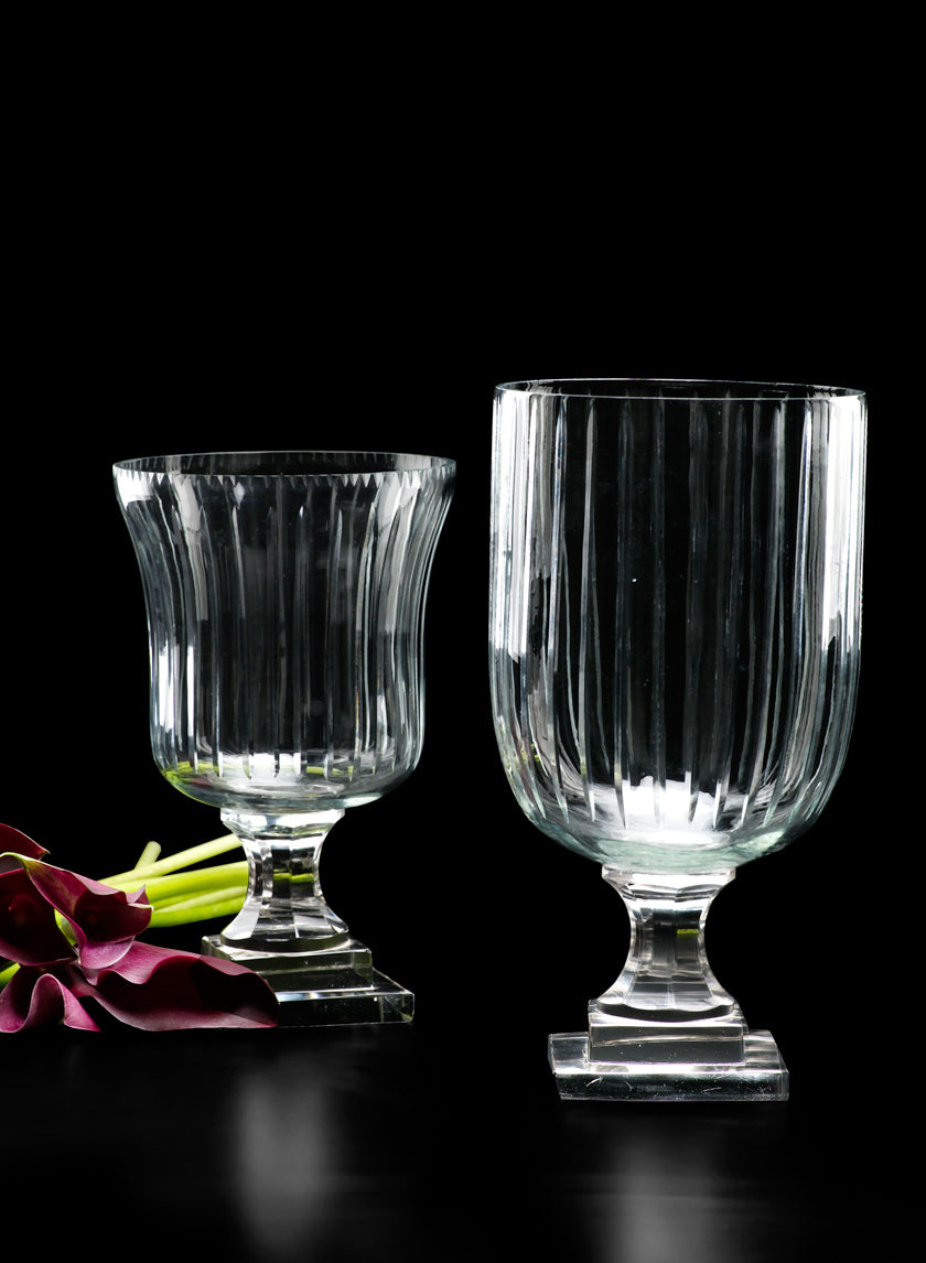 Cut Glass Line Pedestal Vases Decor Jamaligarden