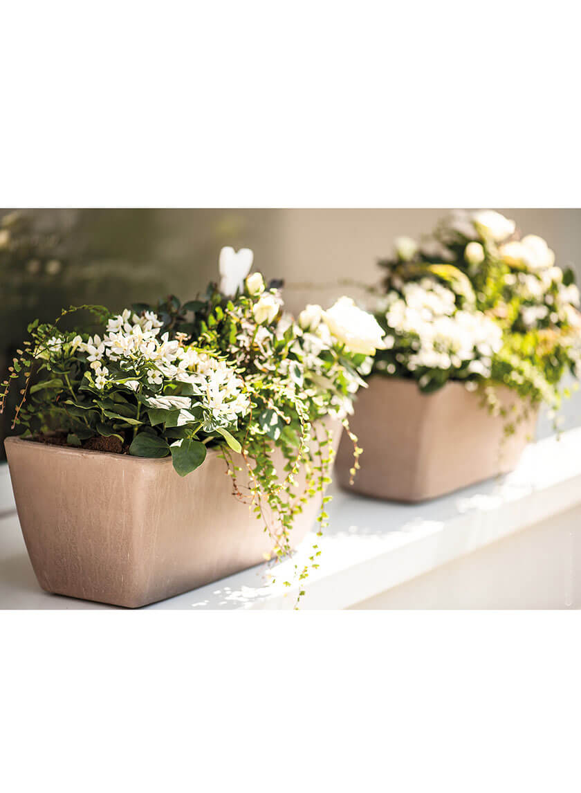12.5in Long Garda Graphite Clay Flower Box Decor Jamaligarden