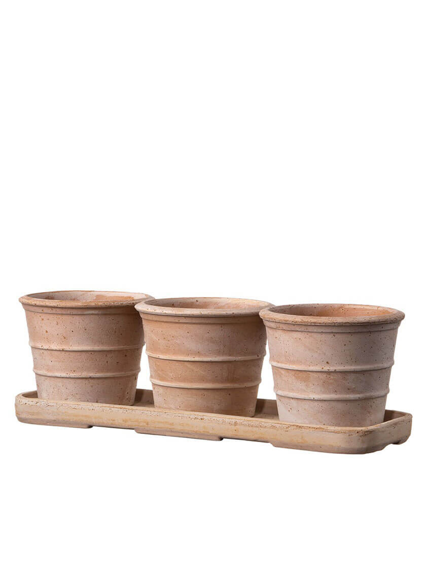 15in Long Vaso Mini Siena Terracotta Pots and Saucer Set Decor Jamaligarden