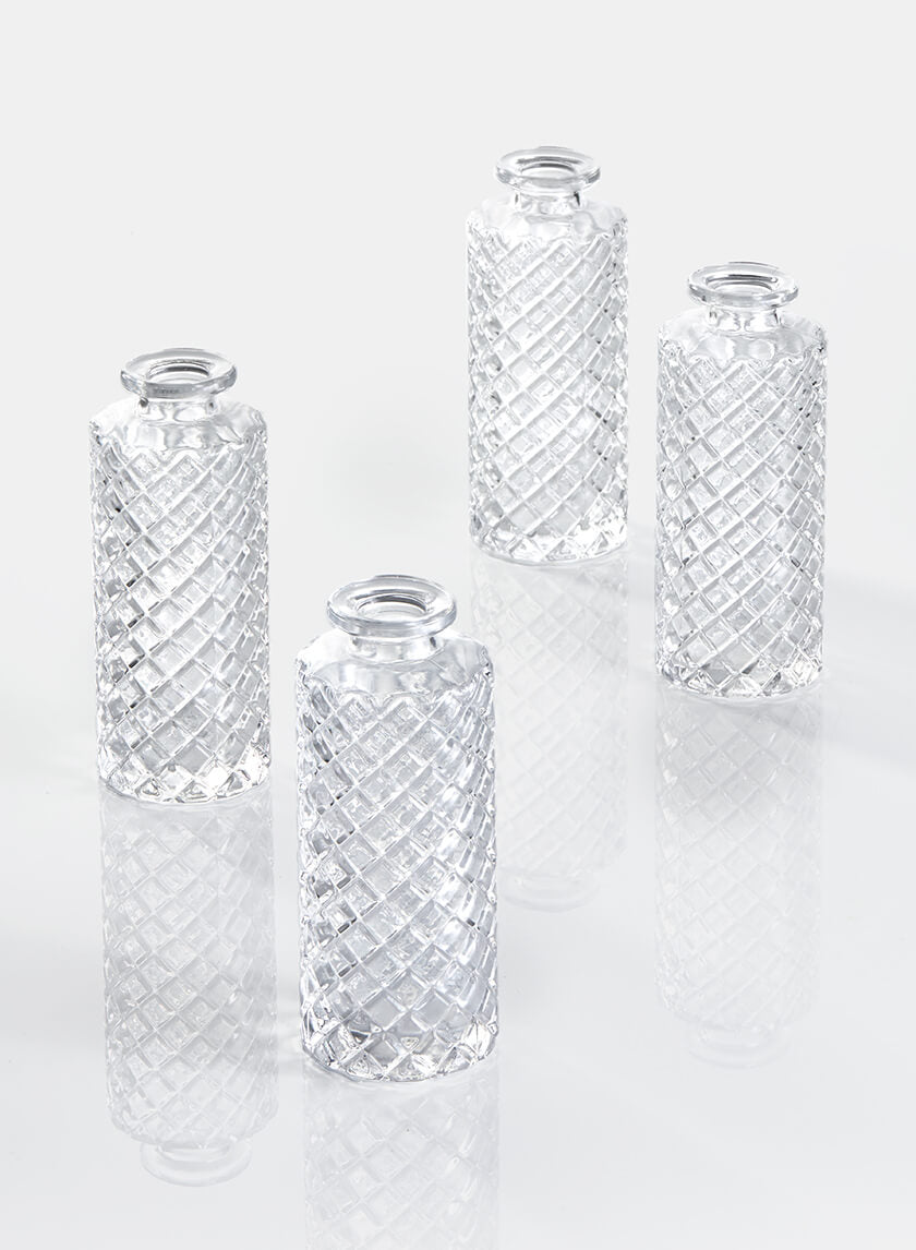 5.25in Tall Diamond Cut Clear Glass Bottle Bud Vase Decor Jamaligarden