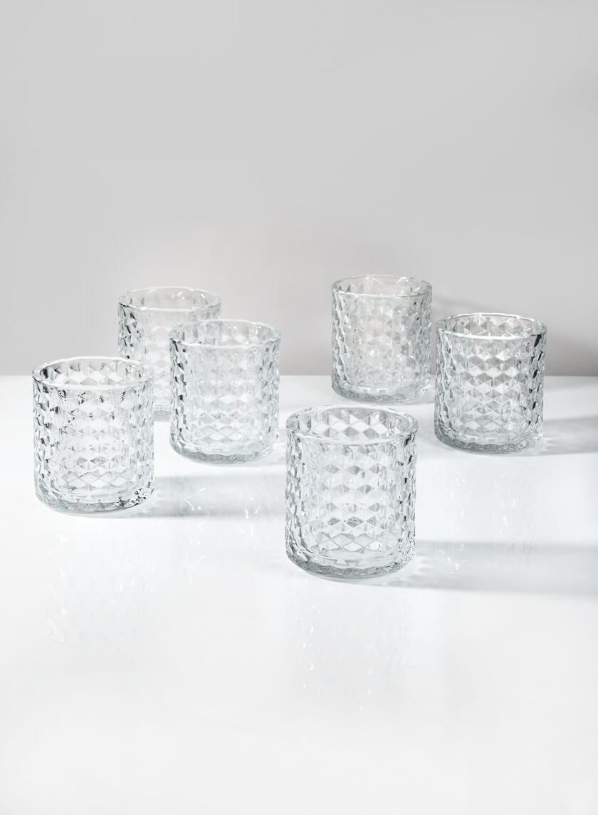 3.5in Tall Hex Glass Votive Holder Decor Jamaligarden