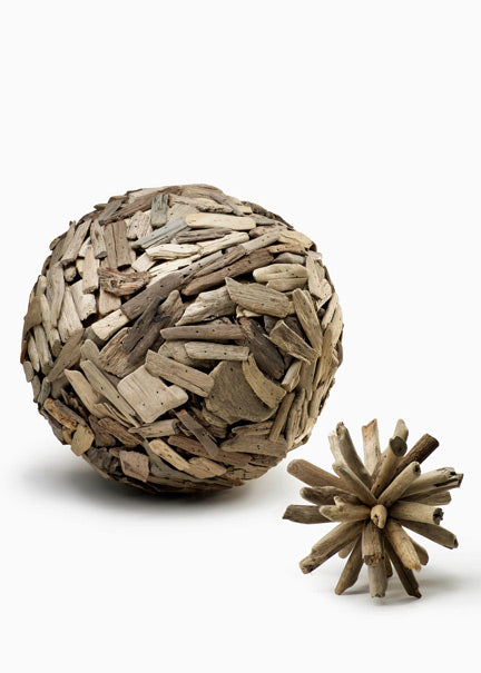 12in Driftwood Ball &amp; 6in Spikey Driftwood Ball Decor Jamaligarden