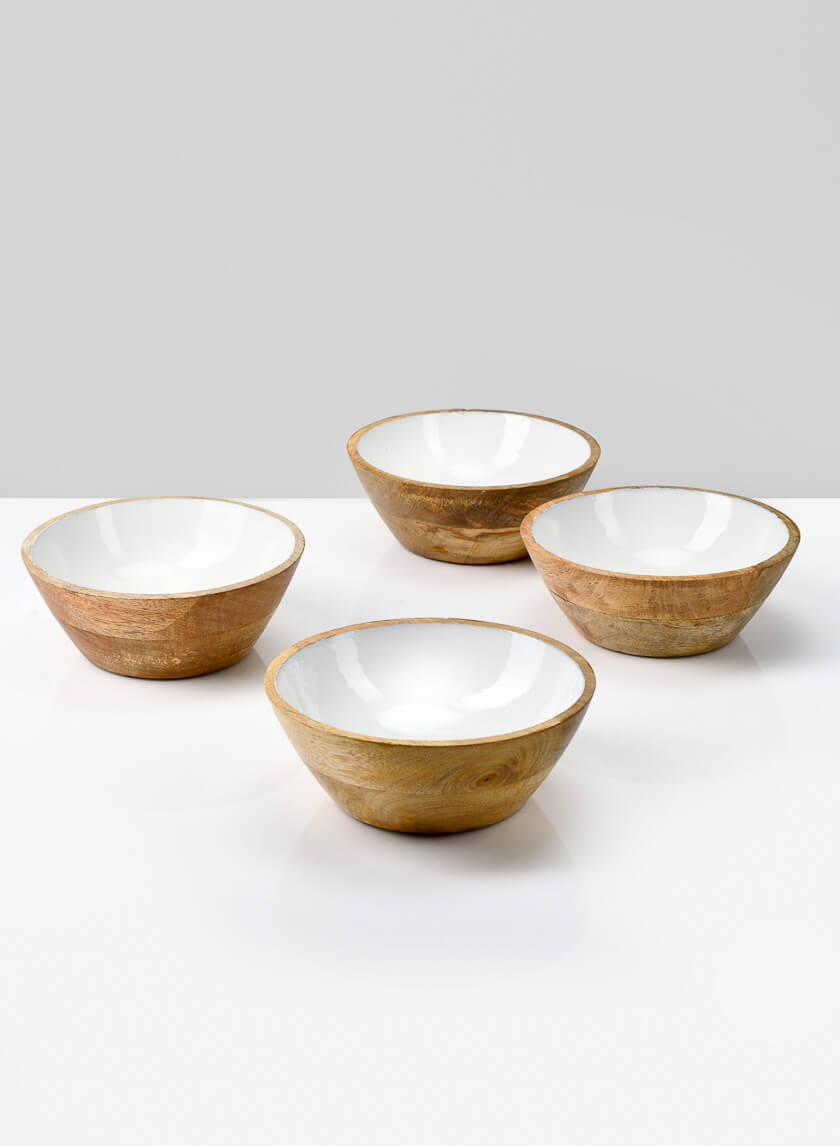 6in Wide Bombay Enameled Wood Bowl Decor Jamaligarden