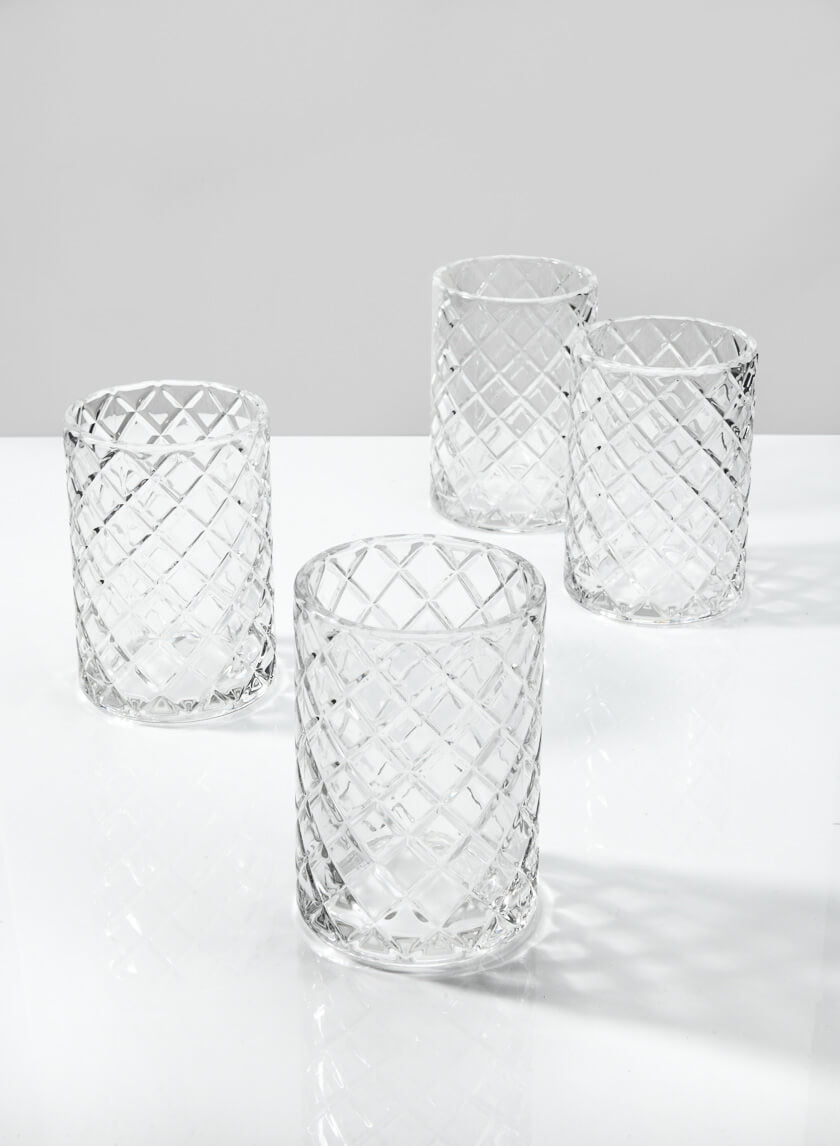 4.75in Tall Etched Glass Votive Holder Decor Jamaligarden