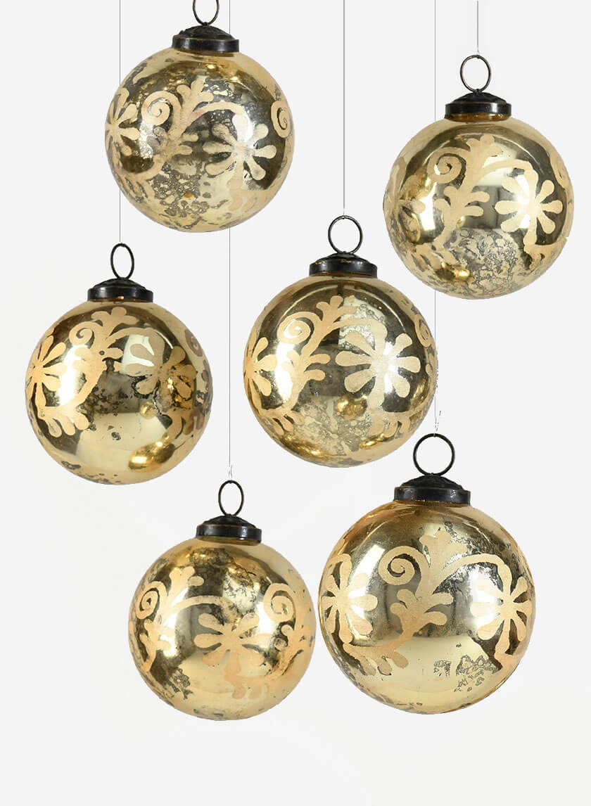 3in Round Etched Classic Ornament Ball Decor Jamaligarden
