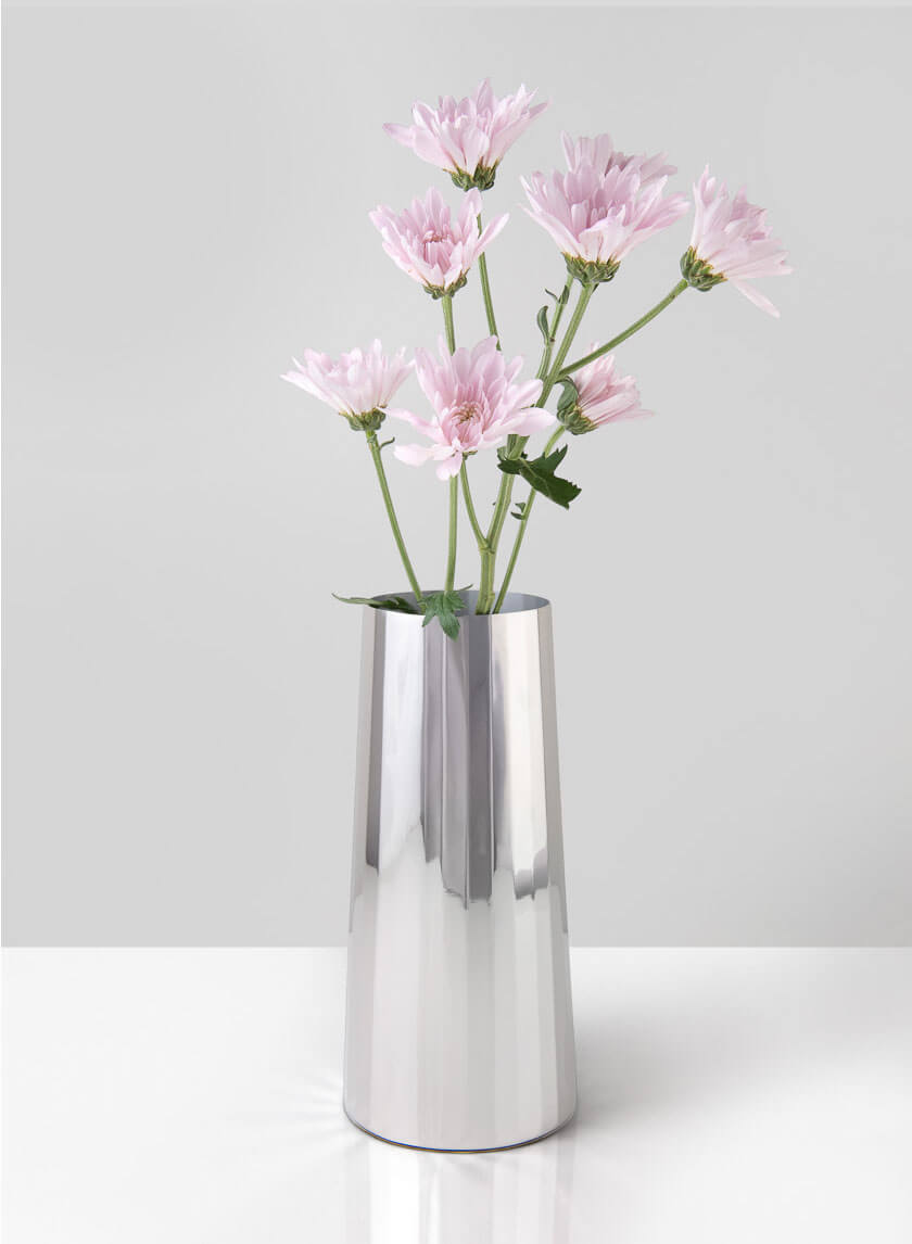 9in Tall Le Mans Silver Faceted Vase Decor Jamaligarden