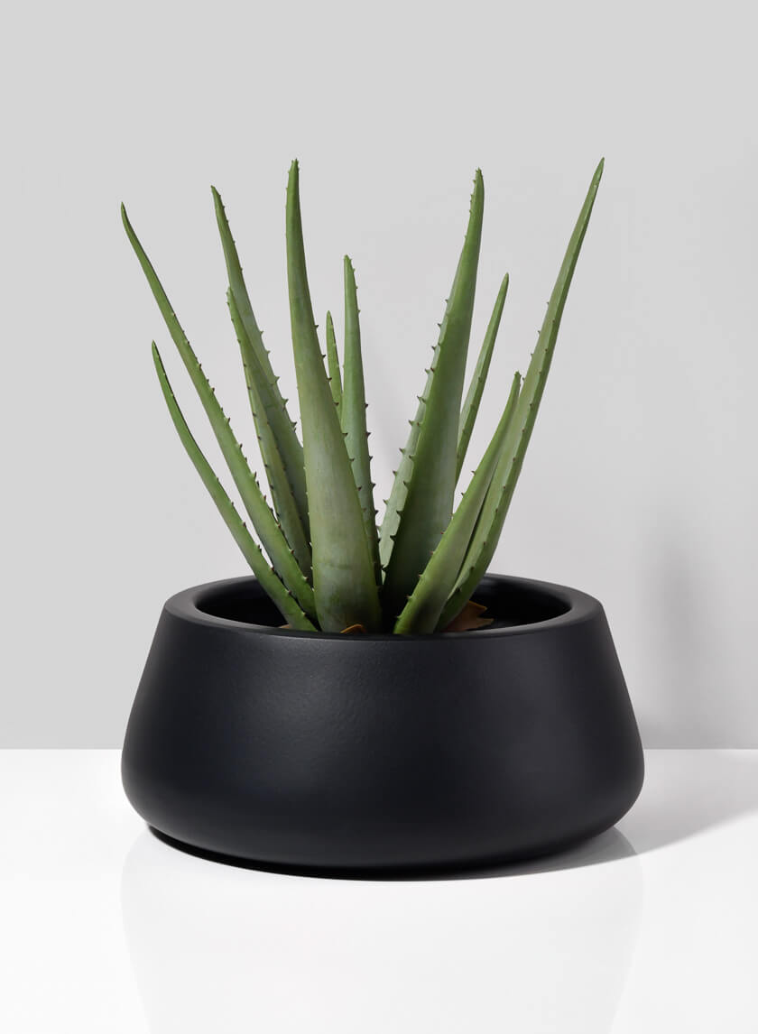 16in Wide Pyxis Black Fiber Stone Bowl Decor Jamaligarden