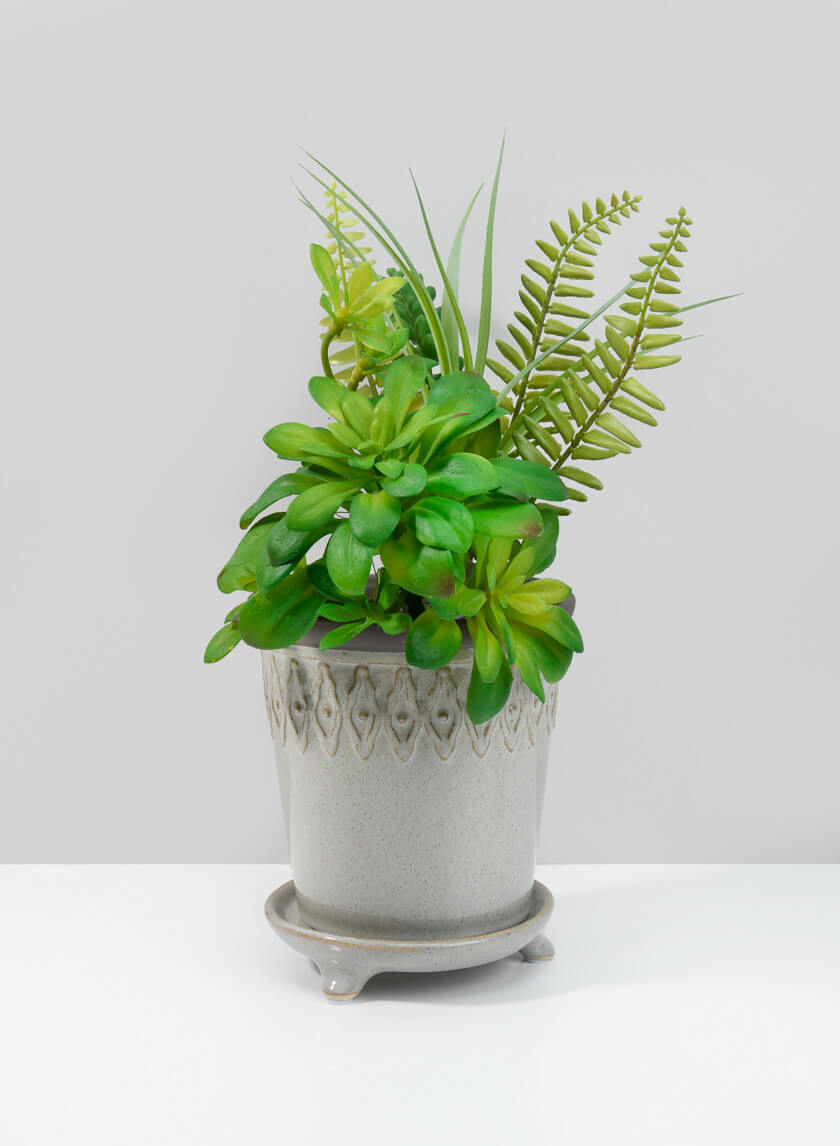 6in Tall Veracruz Aztec Pot with Saucer Decor Jamaligarden