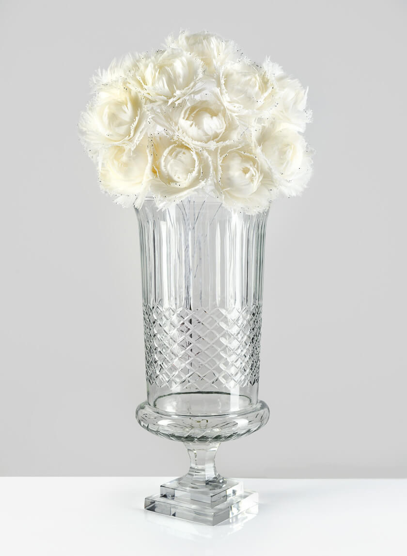 16.5in Tall Cutwork Glass Urn Decor Jamaligarden
