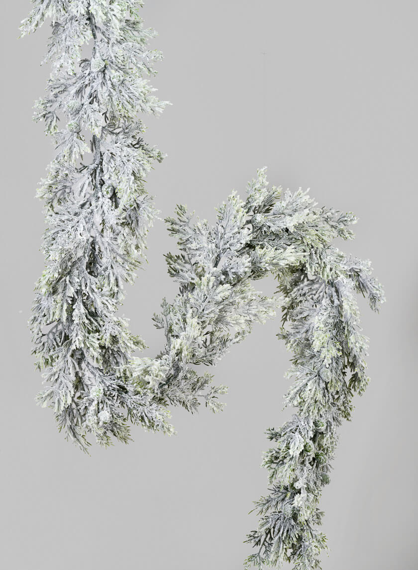 6ft Long Fresh Snow Look Canadian Pine Garland Decor Jamaligarden