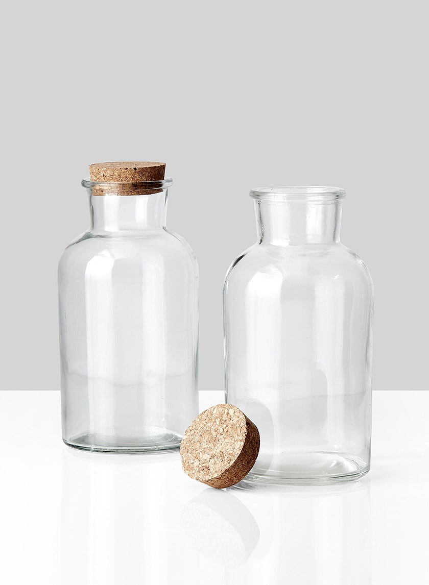 8in Tall Glass Bottle With Cork Decor Jamaligarden