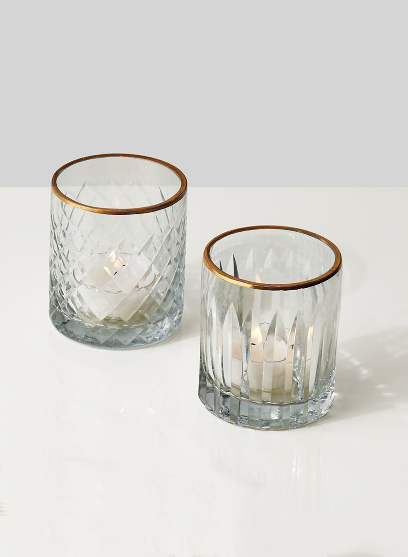 Etched Glass Votive Holders With Gold Rims Decor Jamaligarden