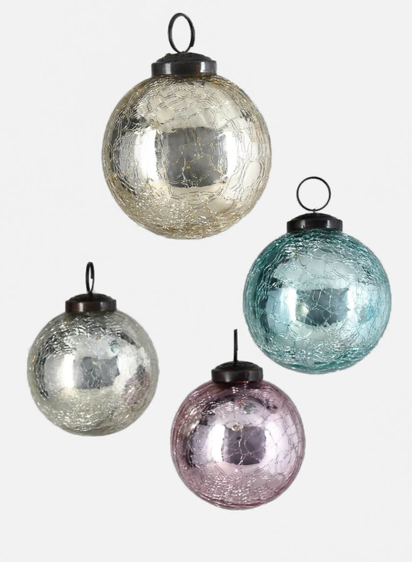 3in Round Crackled Pastel Ornaments Decor Jamaligarden