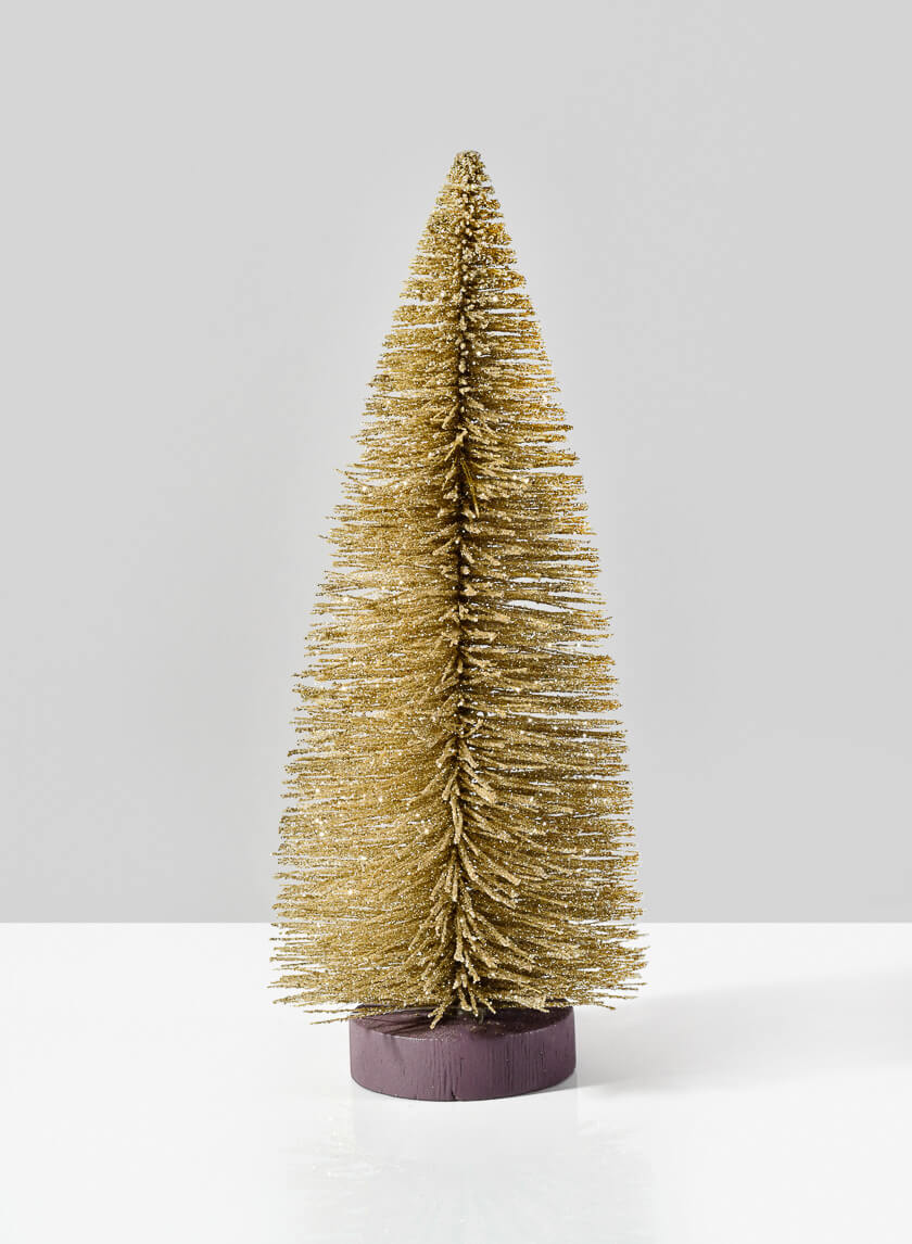 10in Tall Champagne Glittered Tabletop Christmas Tree Decor Jamaligarden