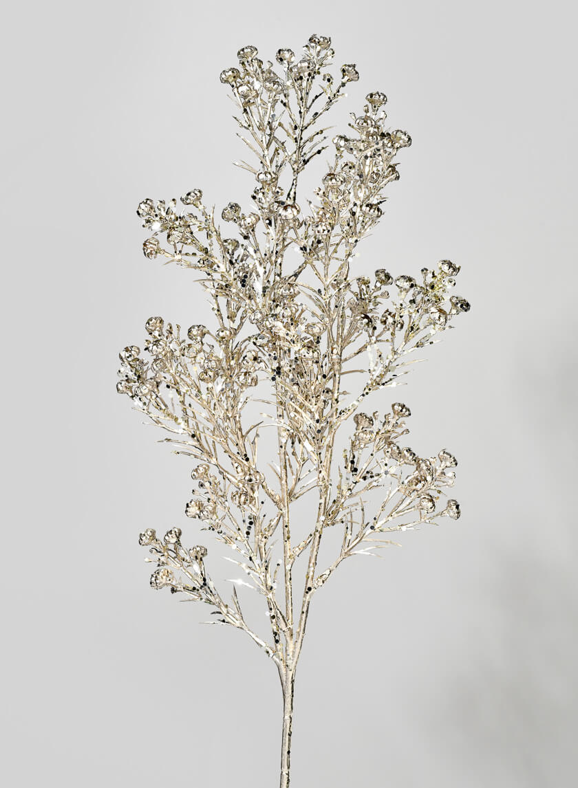 19in Long Glittery Champagne Rosemary Grass Spray Decor Jamaligarden