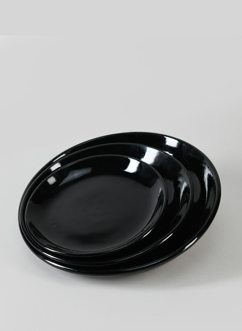 Glossy Black Ceramic Saucers Decor Jamaligarden