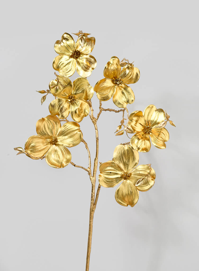 36in Gold Dogwood Spray Decor Jamaligarden