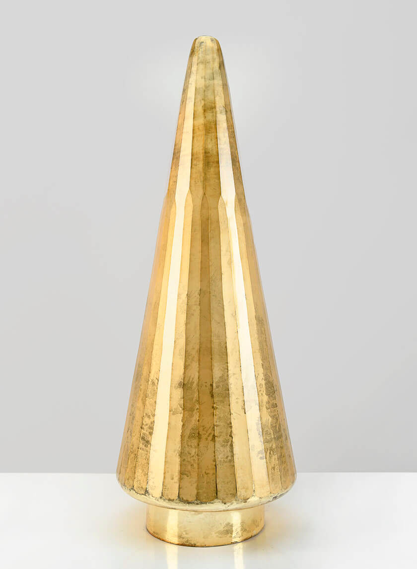 25.5in Tall Gold Faceted Glass Christmas Tree Decor Jamaligarden