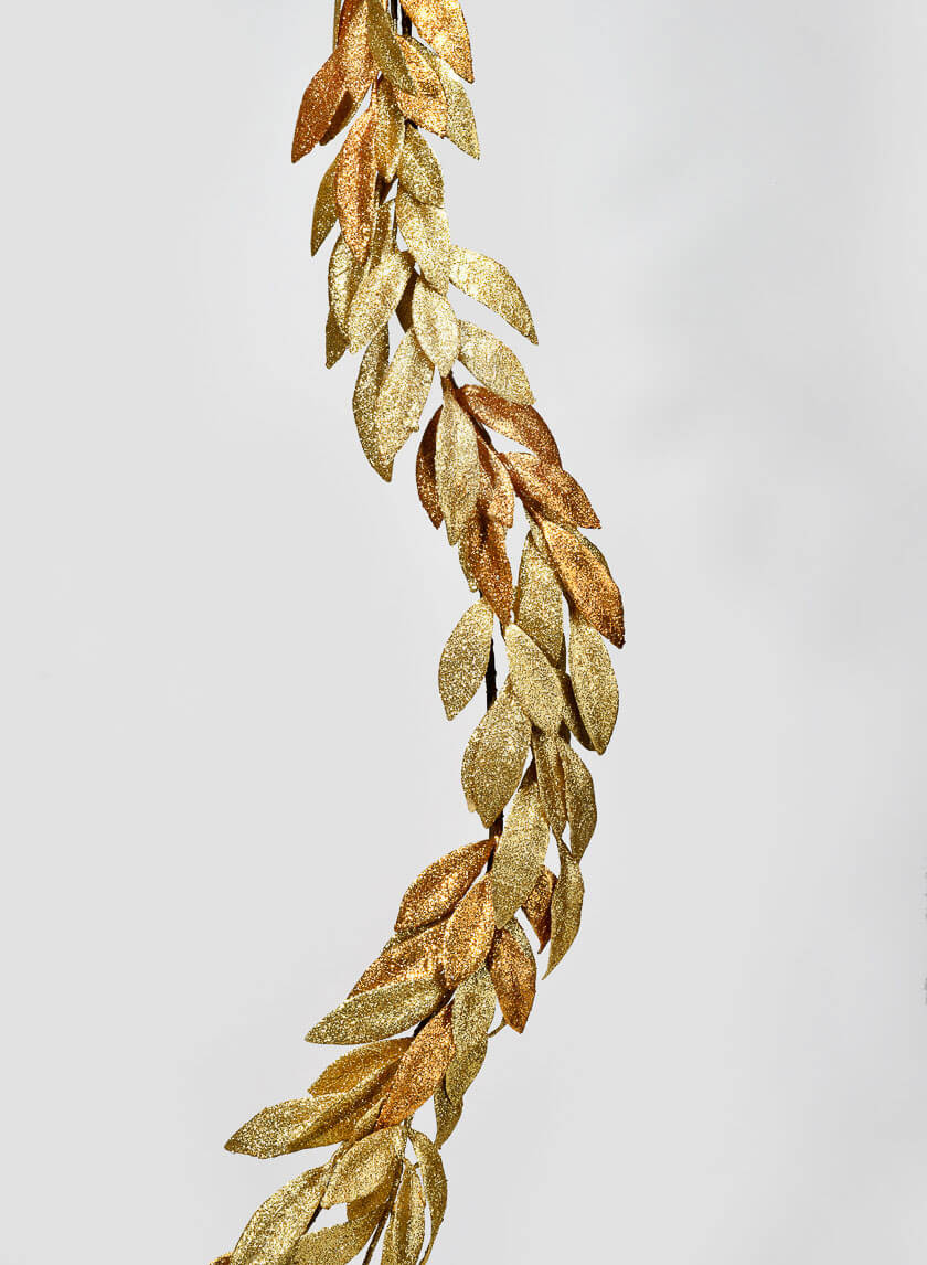 6ft Long Gold & Copper Bay Leaf Garland Decor Jamaligarden