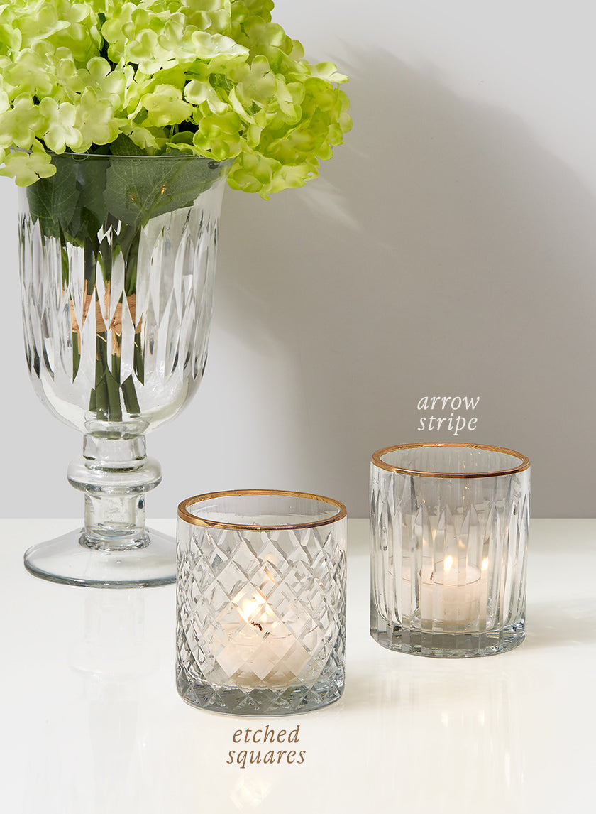 Etched Glass Votive Holders With Gold Rims Decor Jamaligarden