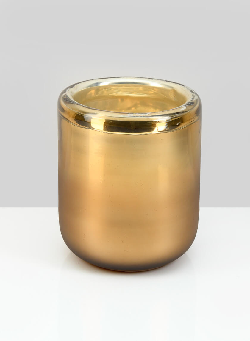 6in Tall Ebba Hand Blown Gold Glass Candleholder Decor Jamaligarden