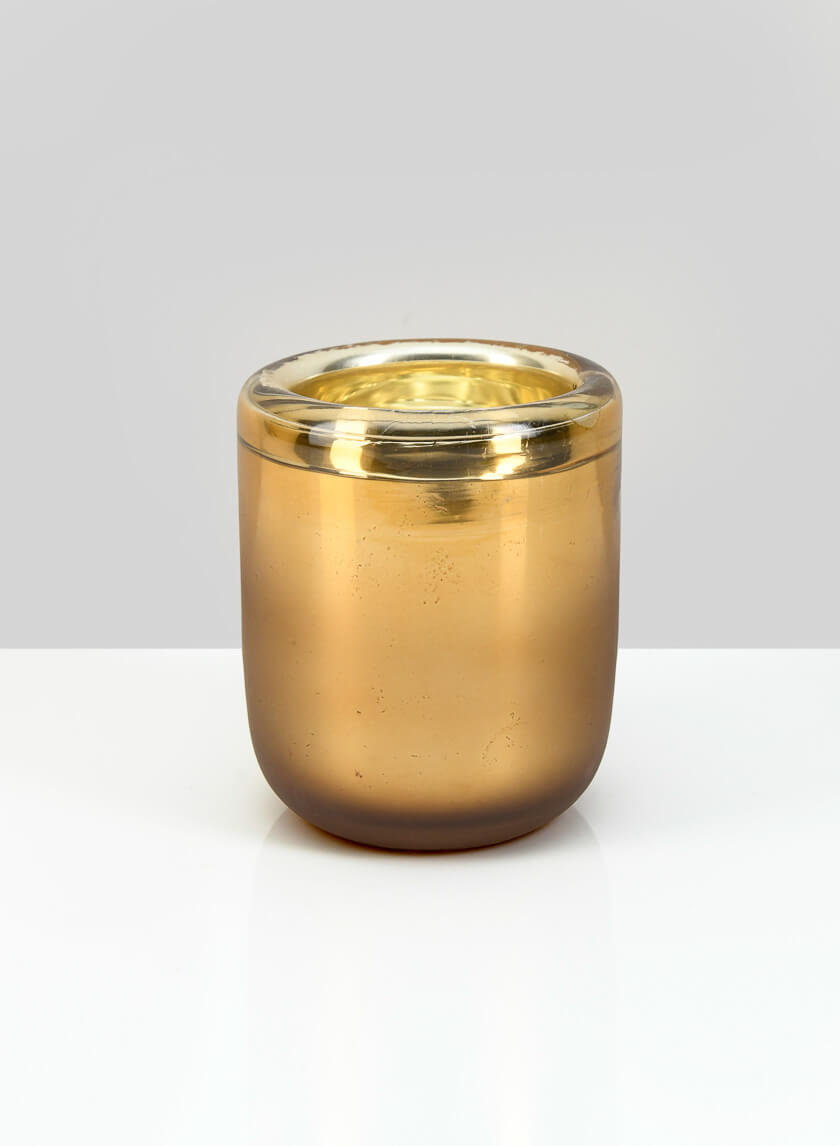 4in Tall Ebba Hand Blown Gold Glass Candleholder Decor Jamaligarden