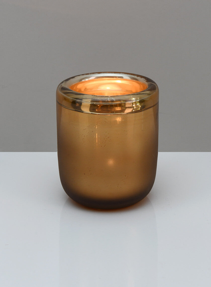 4in Tall Ebba Hand Blown Gold Glass Candleholder Decor Jamaligarden