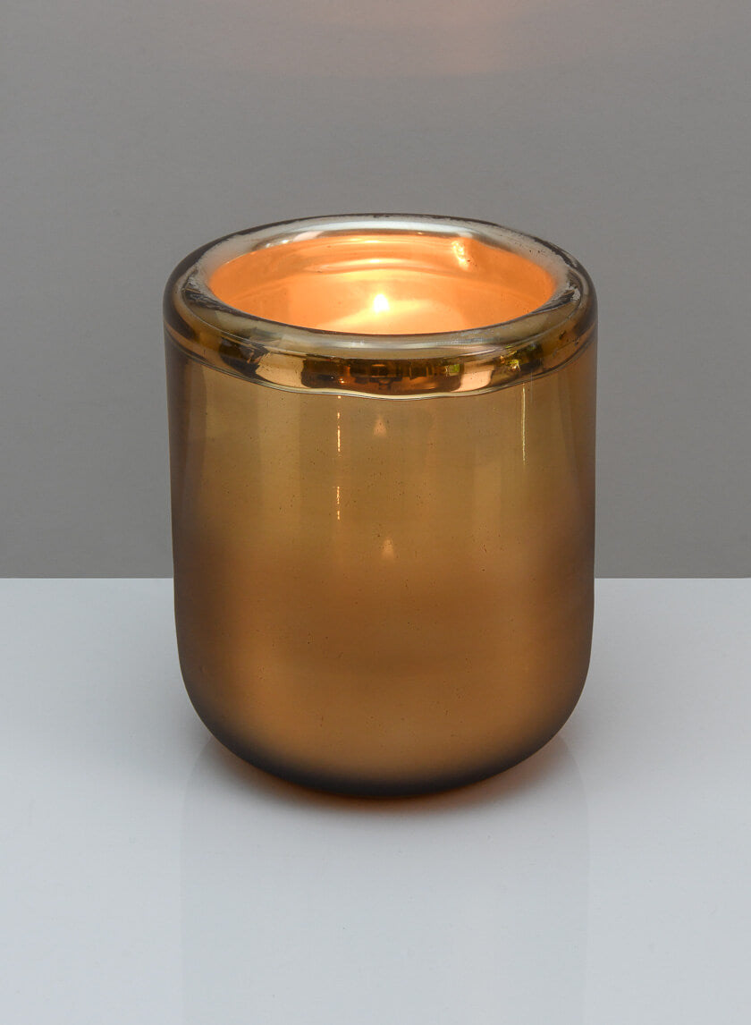 6in Tall Ebba Hand Blown Gold Glass Candleholder Decor Jamaligarden