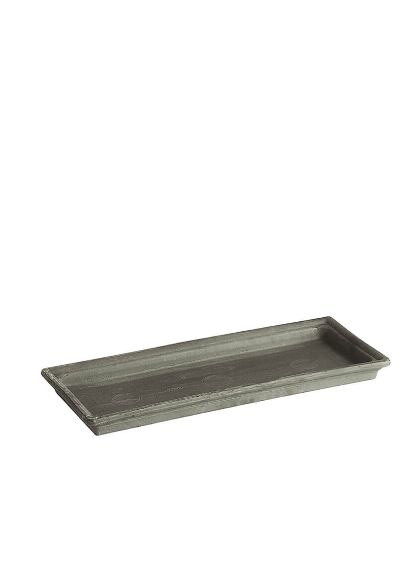 12.5in Long Graphite Clay Rectangular Saucer Decor Jamaligarden