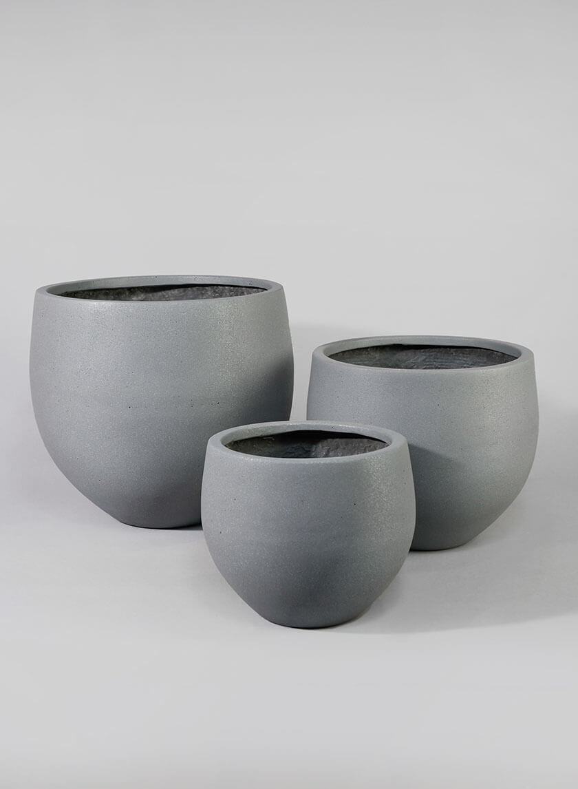 13.75in Tall Skyphos Grey Fiber Stone Pot Decor Jamaligarden