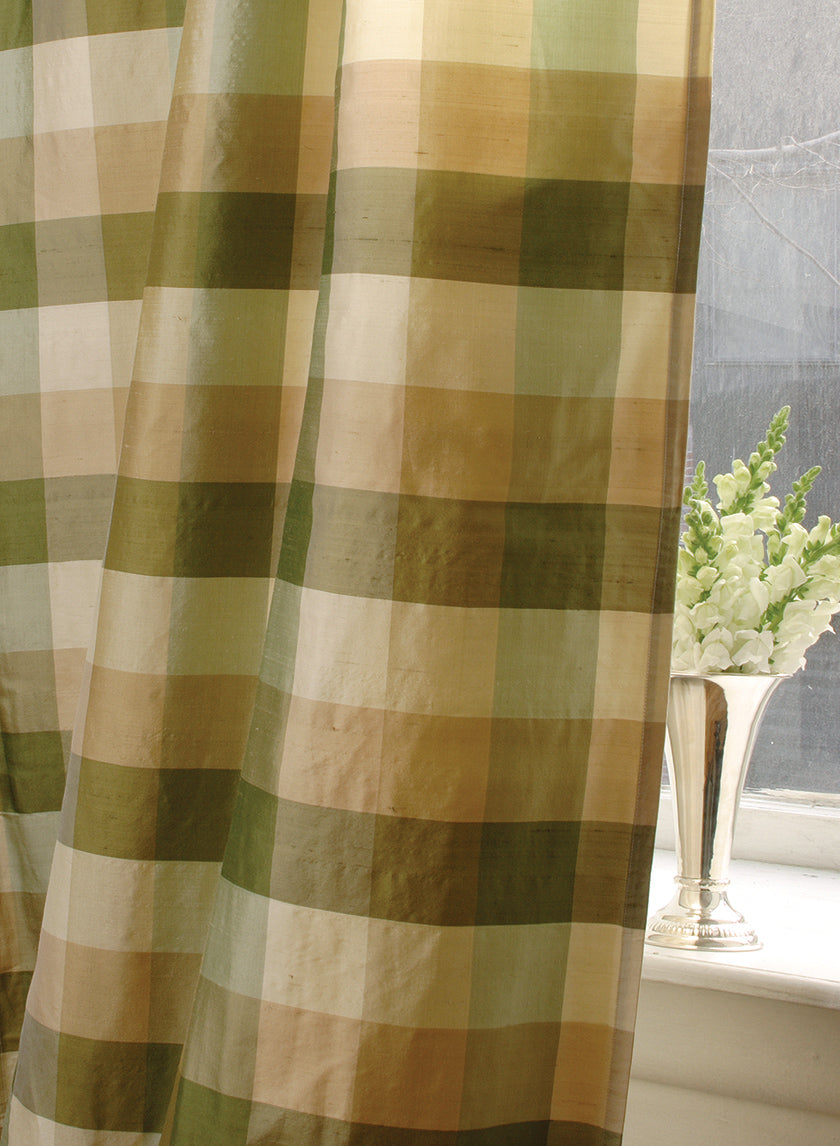 Green Checks Curtain Panel Decor Jamaligarden