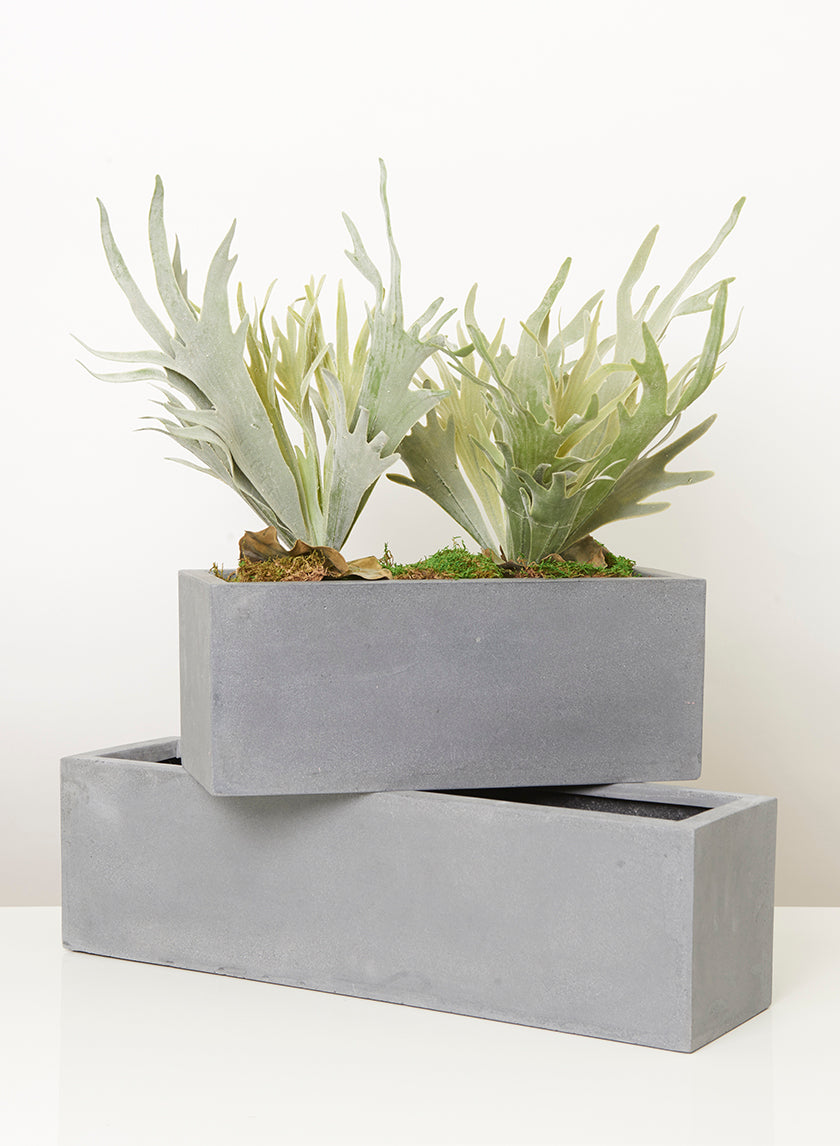 17.75in Long Grey Fiber Stone Window Box Decor Jamaligarden