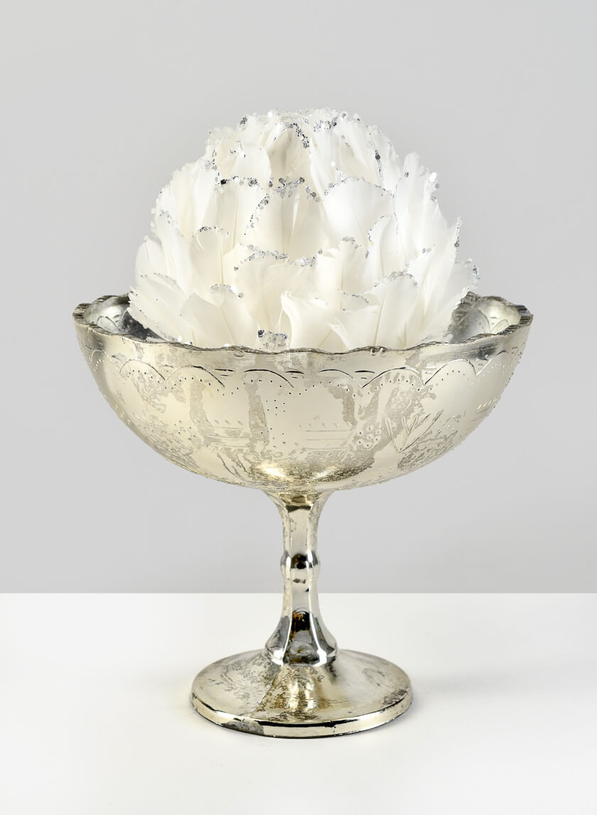 8in Wide La Boheme Vintage Silver Glass Urn Decor Jamaligarden