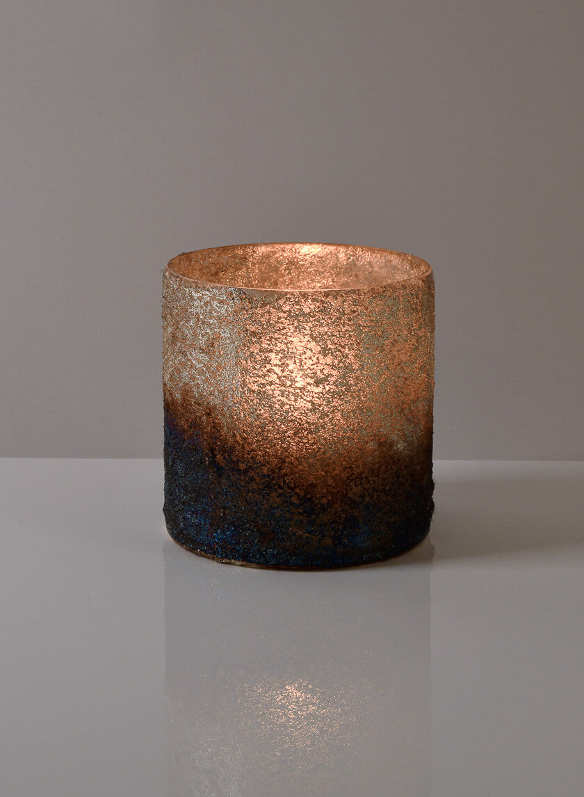 4in Tall Iron Age Antiqued Glass Cylinder Decor Jamaligarden