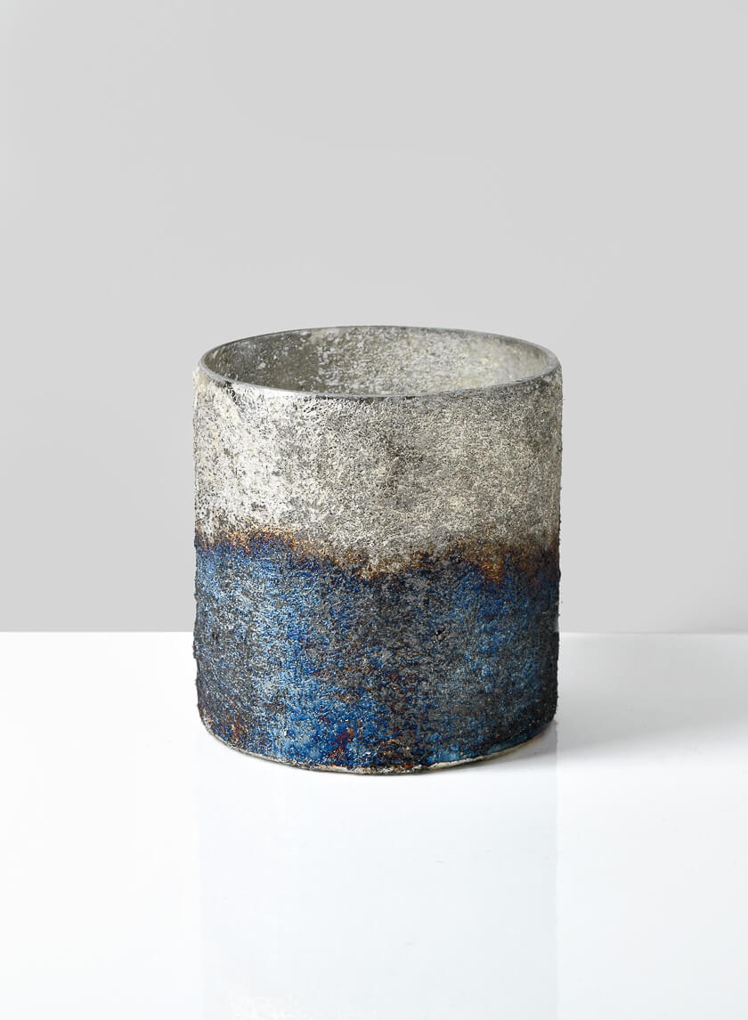 4in Tall Iron Age Antiqued Glass Cylinder Decor Jamaligarden