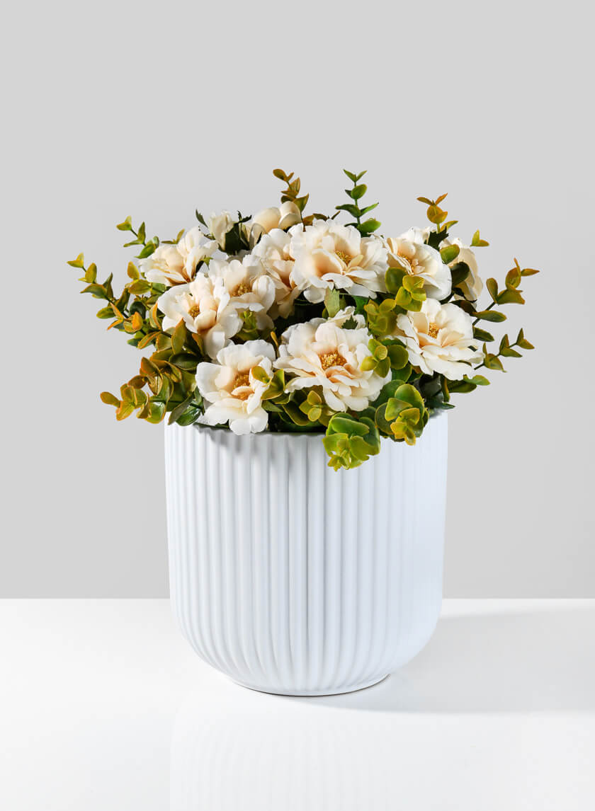 6.5in Tall Oslo White Flower Pot, Large Decor Jamaligarden