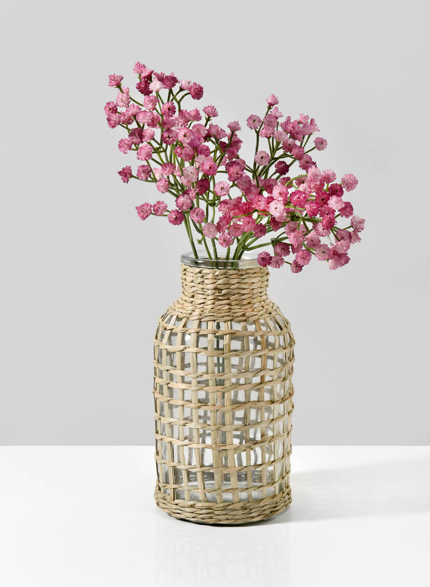 8in Tall Los Cabos Rattan Glass Vases Decor Jamaligarden